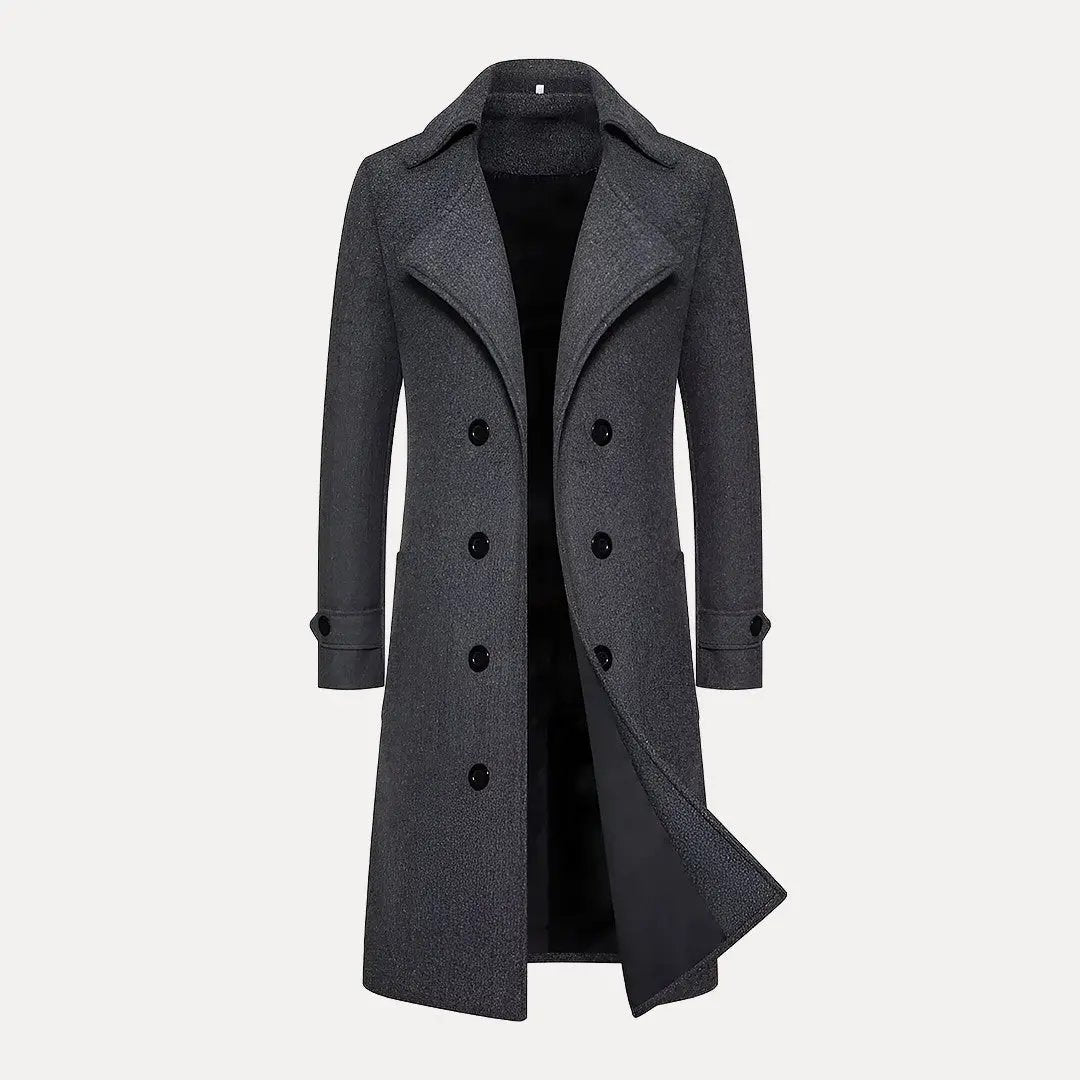 Waylynn Woolen Trench Coat Unisex Double Row Buttons