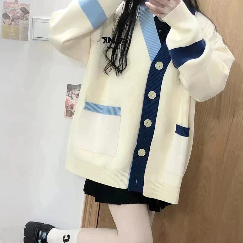 Street-wave Oversized Cardigan For Women, Cozy Soft Knit, Effortless Streetwear Essential