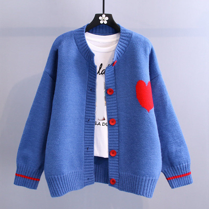 Street-wave Oversized Cardigan Vest Pink With Heart Patch For Chic Women Who Love Effortless Streetwear