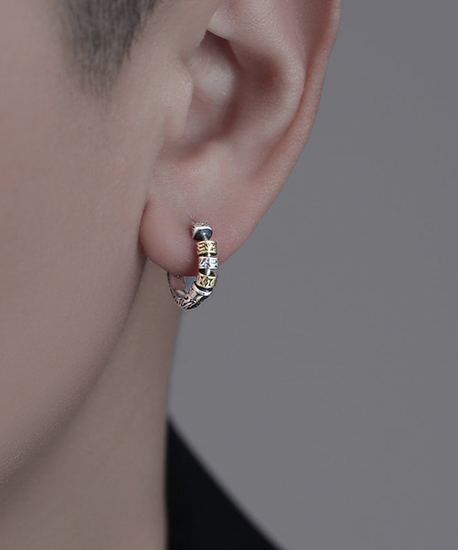 Boucles d'oreilles créoles en argent sterling et soie pour hommes - Street-Wave