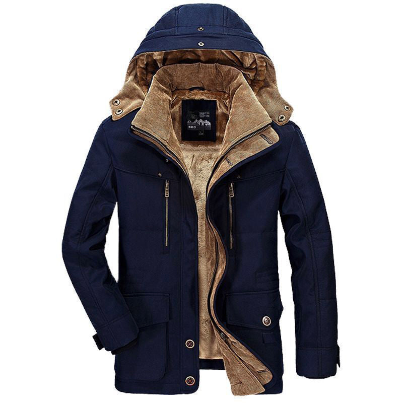 Street-Wave Men's Padded Fleece Winter Jacket With Detachable Hood And Deep Pockets Durable Outer Shell
