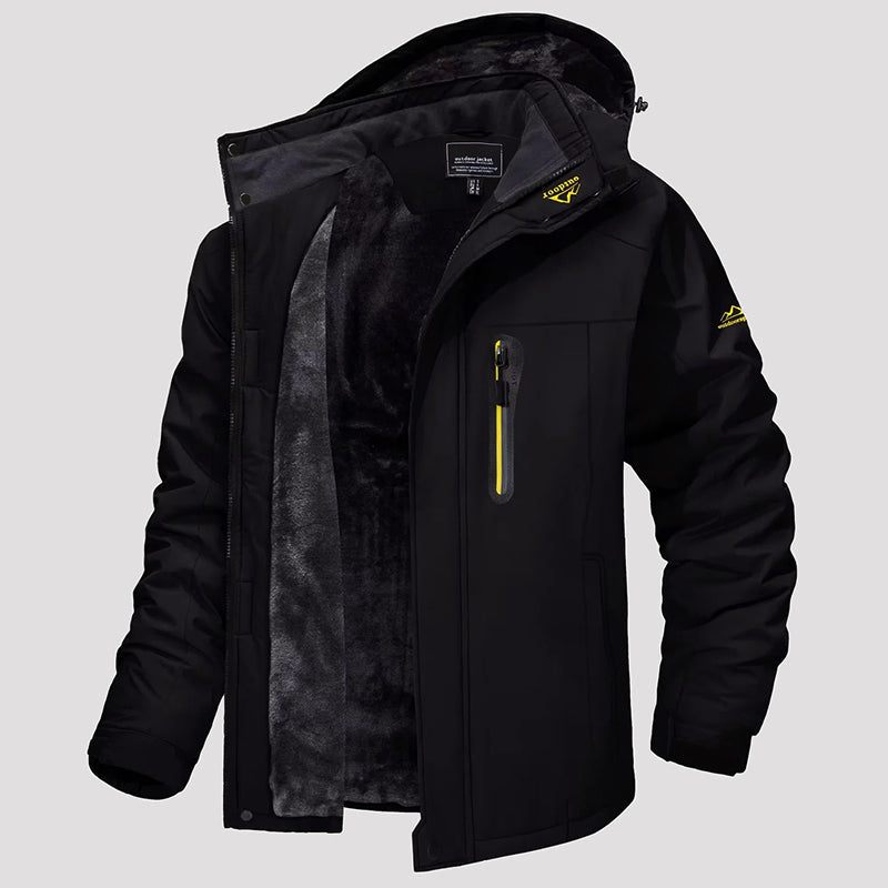 Street-Wave Mens Waterproof Camouflage Jacket With Fleece Lining Detachable Hood Outdoor Winter Coat