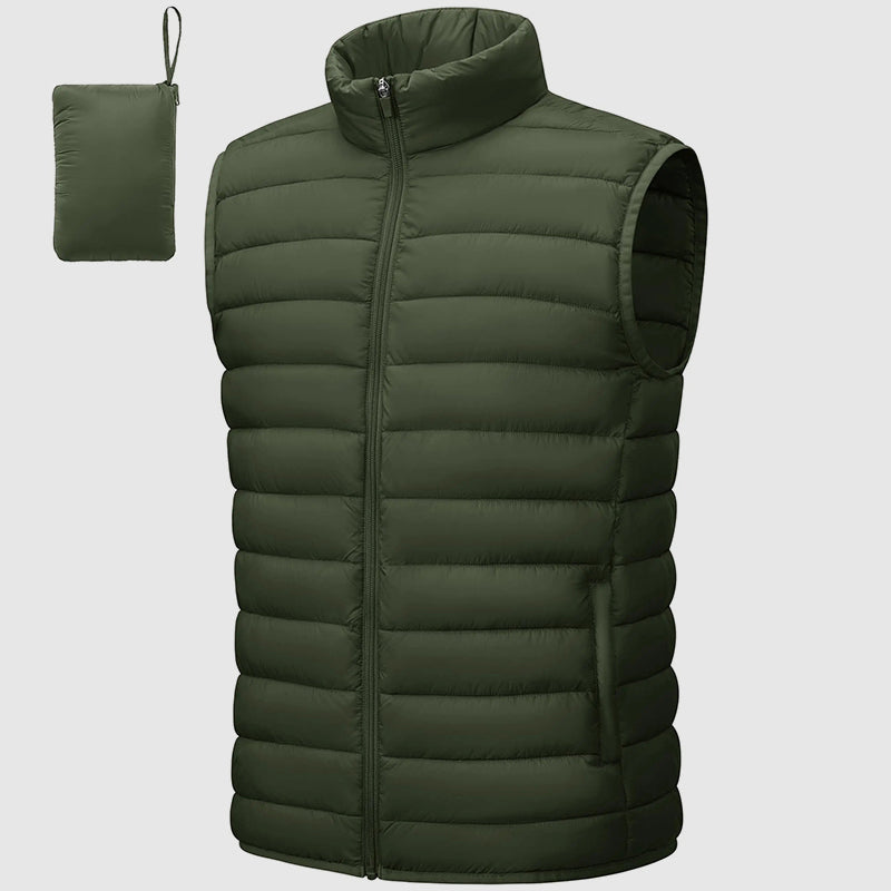Street-Wave Men's Puffer Vest Waterproof Packable Insulated Stand Collar With Zip Pockets For Outdoor Wear