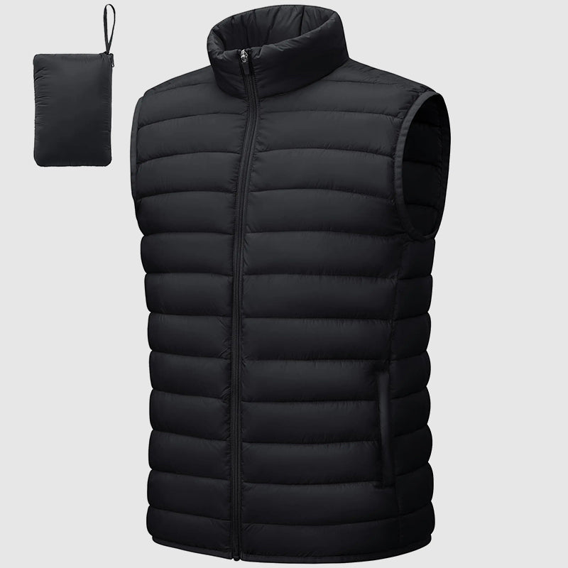 Street-Wave Men's Puffer Vest Waterproof Packable Insulated Stand Collar With Zip Pockets For Outdoor Wear