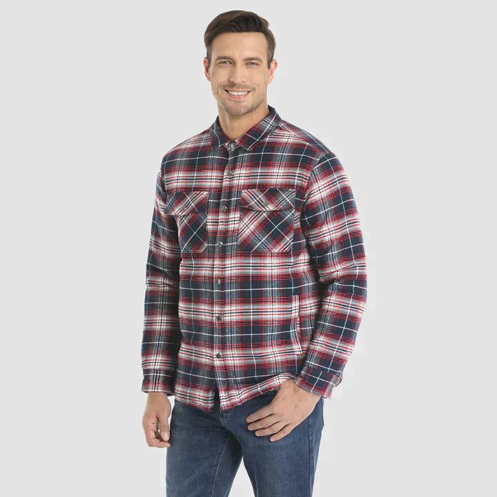Streetwave Flannel Shirt Jacket For Men Warm Quilted Lined Outerwear With Multiple Pockets
