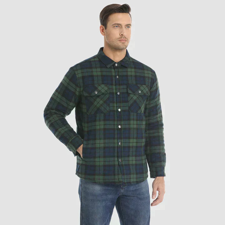 Streetwave Flannel Shirt Jacket For Men Warm Quilted Lined Outerwear With Multiple Pockets