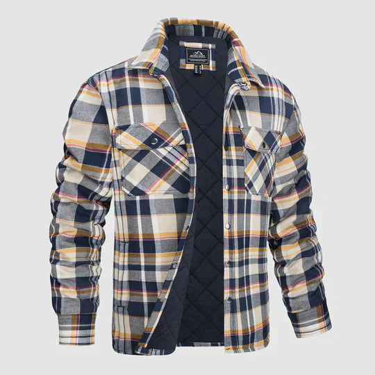 Streetwave Flannel Shirt Jacket For Men Warm Quilted Lined Outerwear With Multiple Pockets