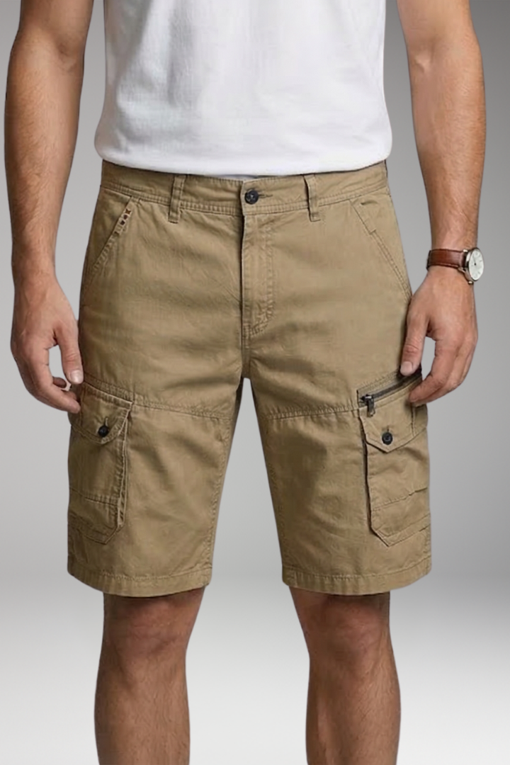 Men's Cargo Shorts with Zip Pocket and Flap Pockets
