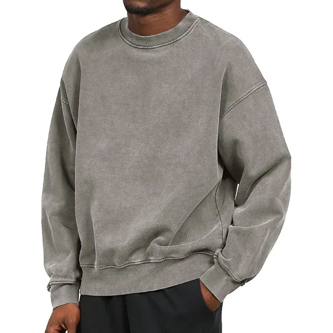 Nordisk Flair Mens Sweatshirt Relaxed Fit Cotton Blend Dropped Shoulder Ribbed Trim Casual