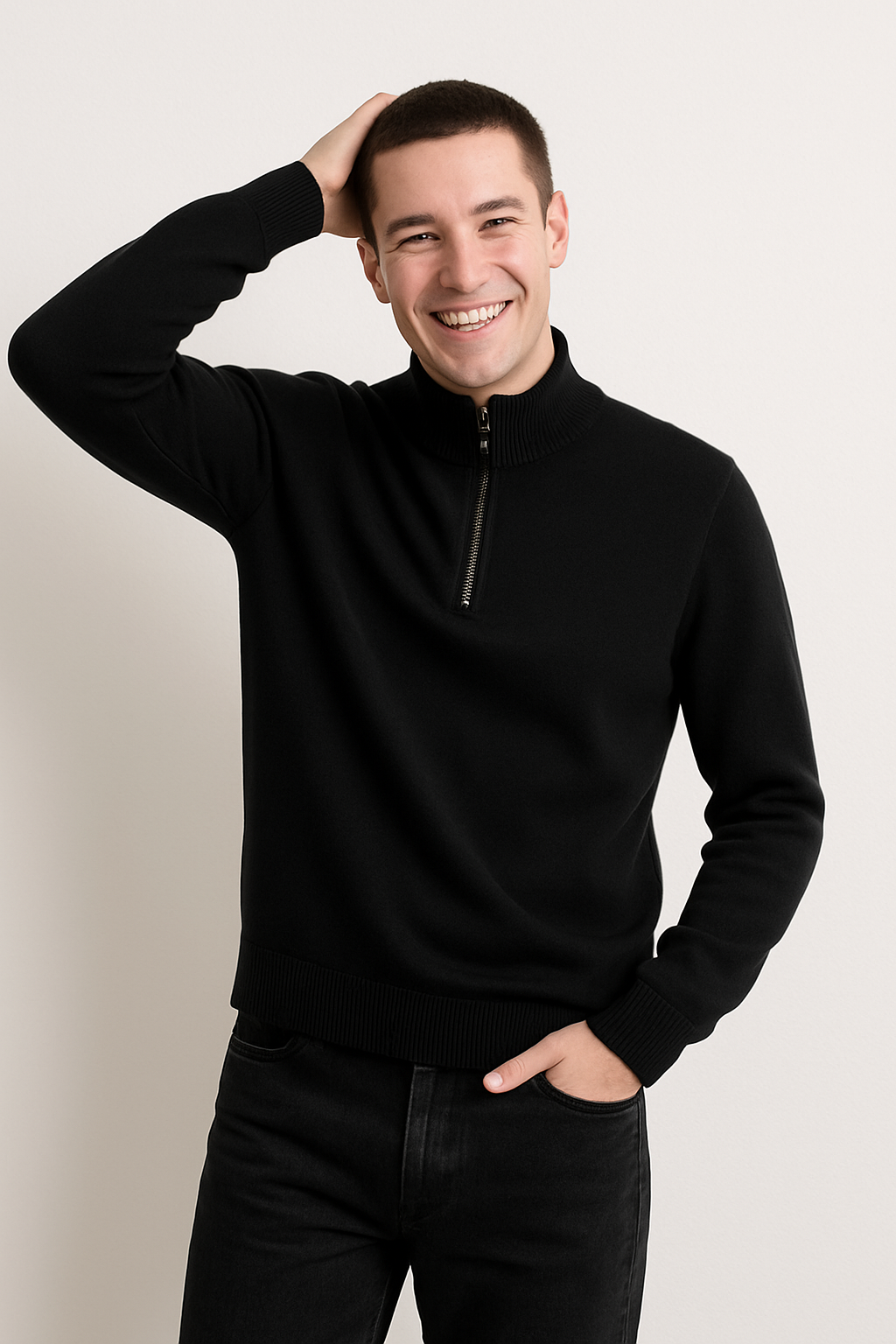 Street-Wave Nordisk Flair Men's Wool Blend Half Zip Sweatshirt Regular Fit With Ribbed Hem Cuffs
