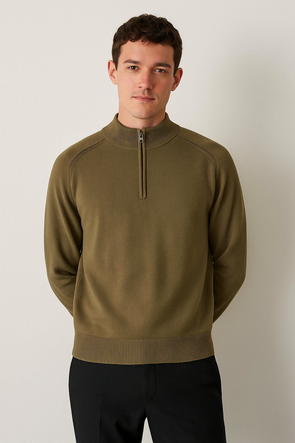 Street-Wave Nordisk Flair Men's Wool Blend Half Zip Sweatshirt Regular Fit With Ribbed Hem Cuffs