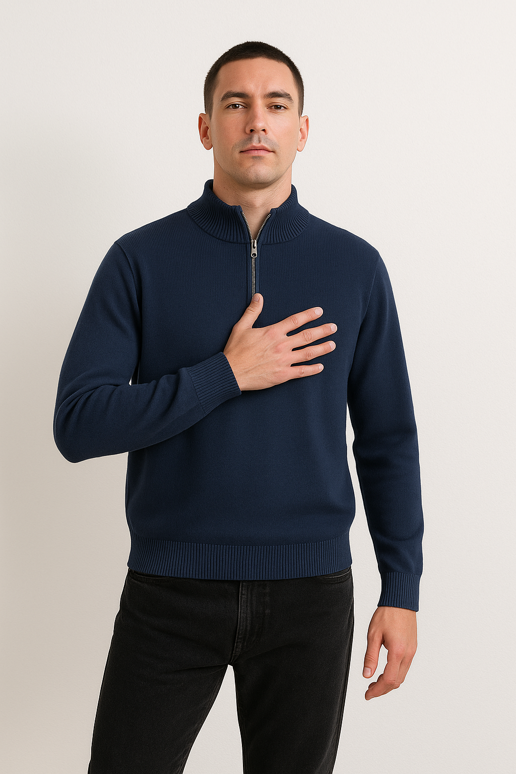 Street-Wave Nordisk Flair Men's Wool Blend Half Zip Sweatshirt Regular Fit With Ribbed Hem Cuffs