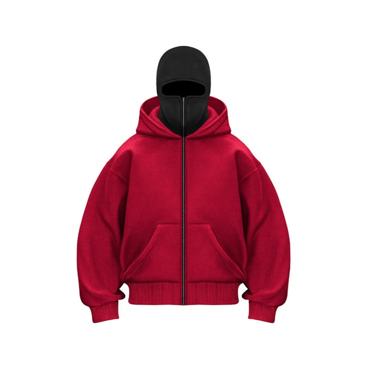 Mens Winter Full Zip Hoodie With Built In Face Cover Street-Wave Warmth