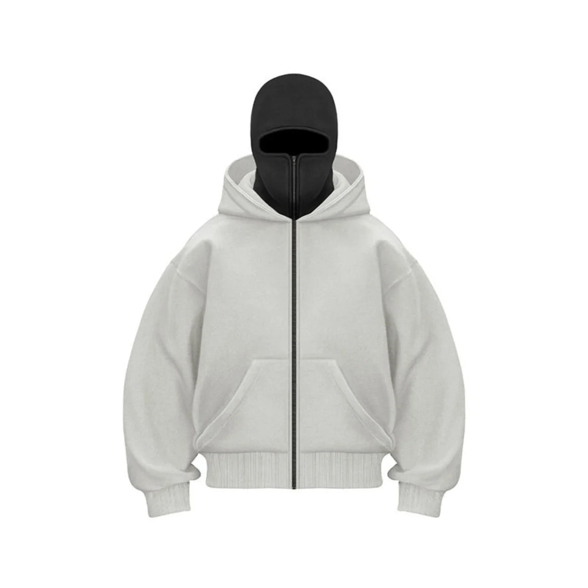 Mens Winter Full Zip Hoodie With Built In Face Cover Street-Wave Warmth