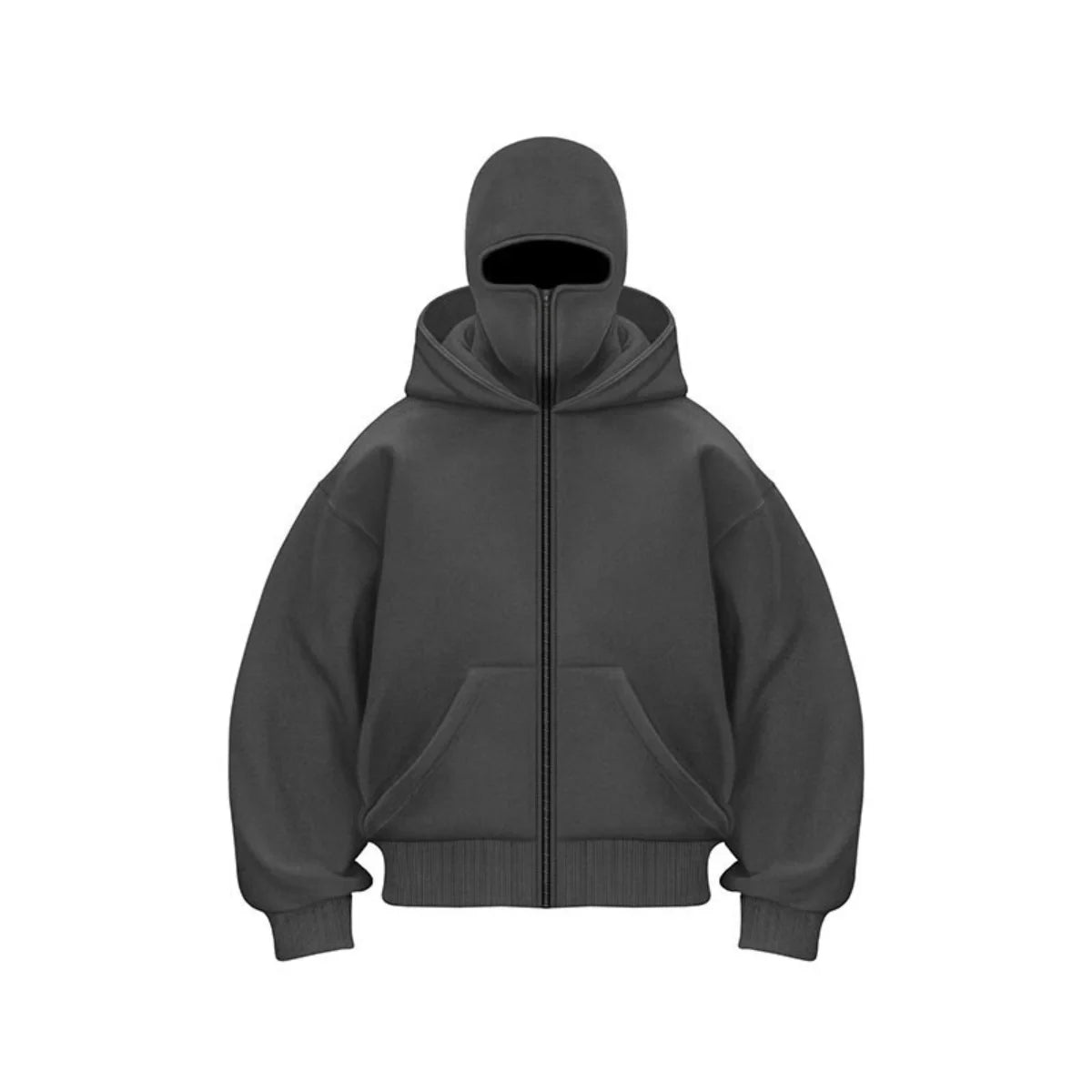 Mens Winter Full Zip Hoodie With Built In Face Cover Street-Wave Warmth