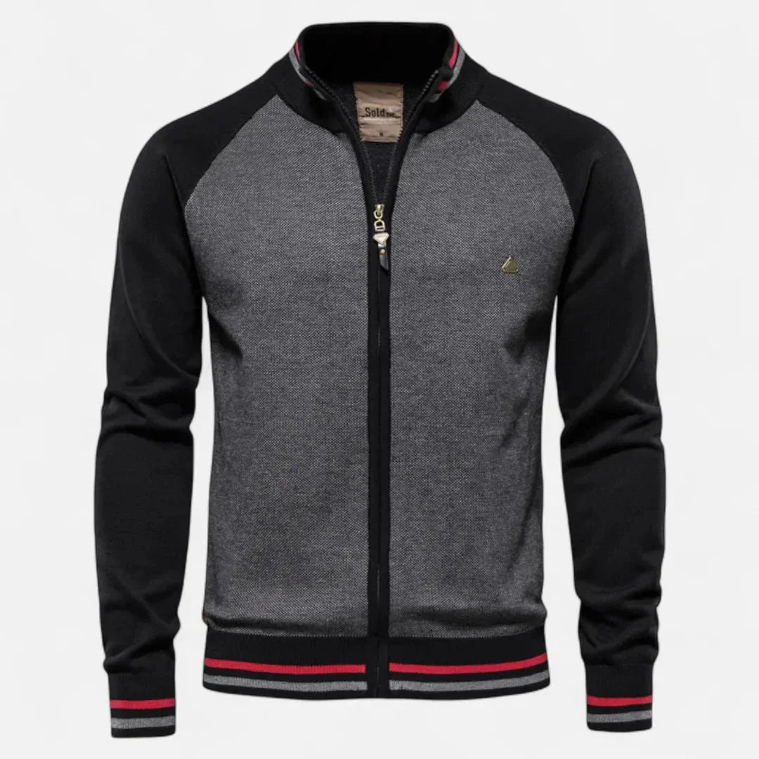Waylynn Mens Color Block Raglan Zip Up Knit Jacket