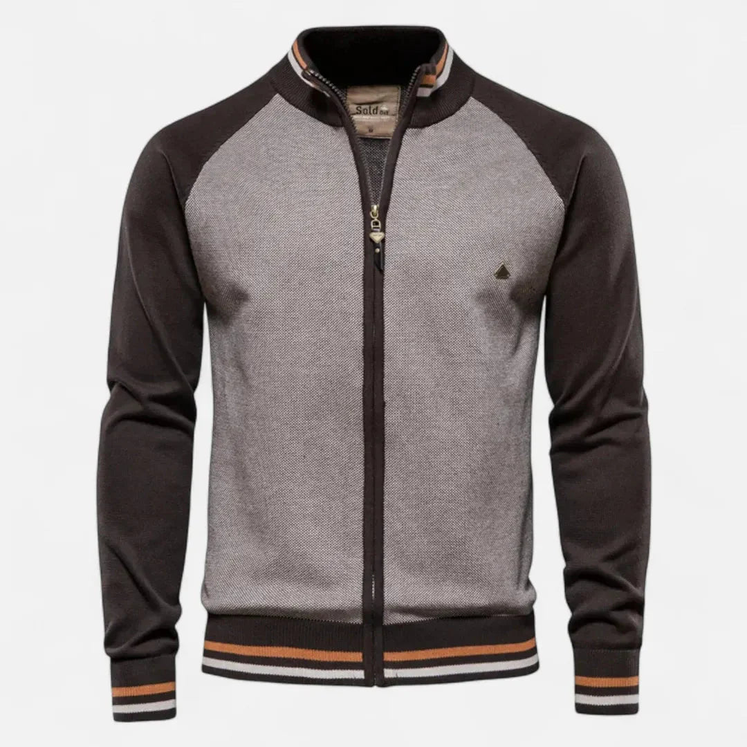Waylynn Mens Color Block Raglan Zip Up Knit Jacket