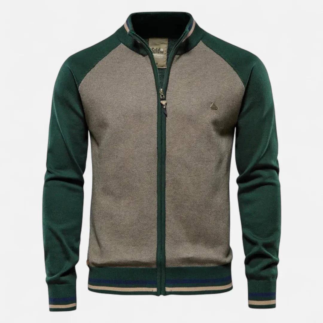 Waylynn Mens Color Block Raglan Zip Up Knit Jacket