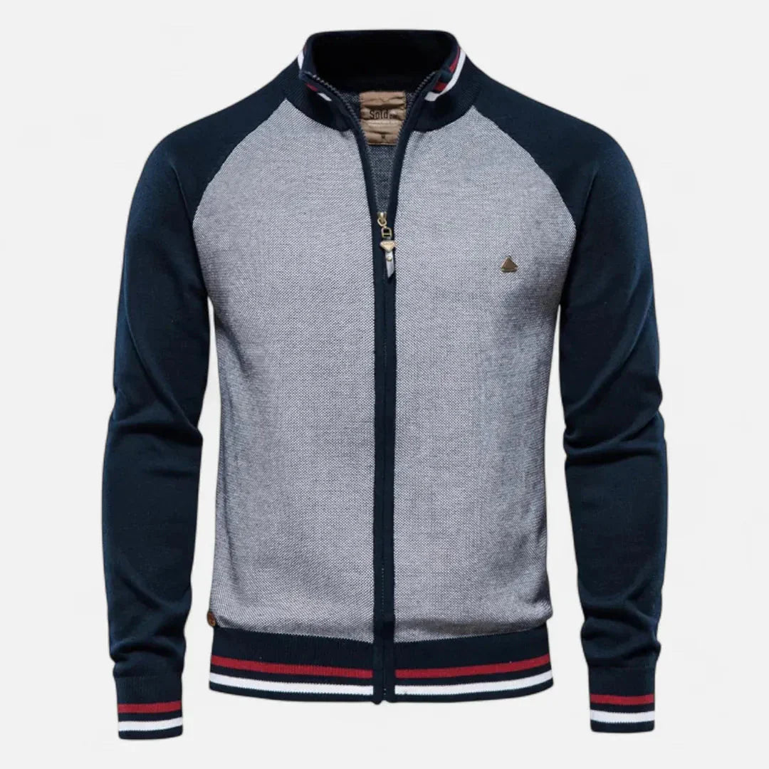 Waylynn Mens Color Block Raglan Zip Up Knit Jacket