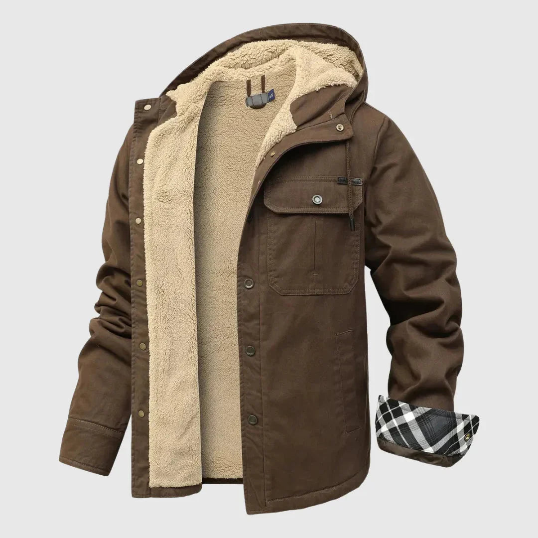 Mens Sherpa Fleece Jacket With Plush Interior And Rugged Shell Waylynn