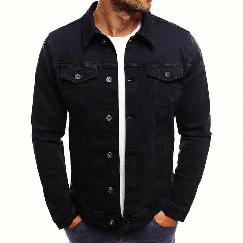 Mens Slim Fit Olive Denim Jacket Waylynn Button Front