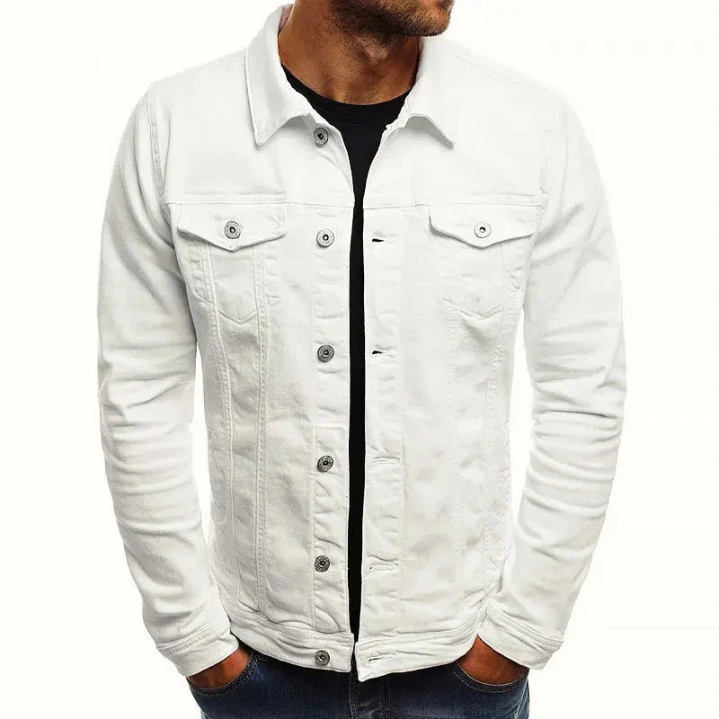 Mens Slim Fit Olive Denim Jacket Waylynn Button Front
