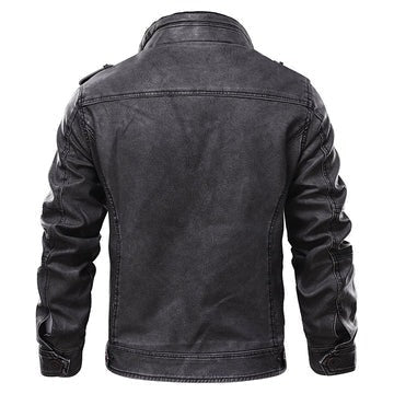 Street-Wave Mens Black Leather Jacket Made From Genuine Leather With Structured Classic Fit Versatile Wear
