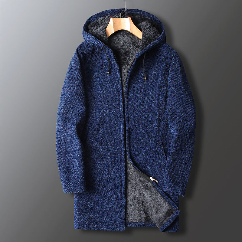 Street-Wave Men Hooded Coat Full Length Warmth For Urban Commutes