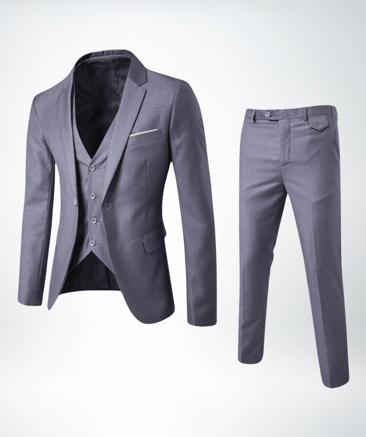 Street Wave Mens Navy Three Piece Formal Suit Set For Men Blazer Vest Trousers