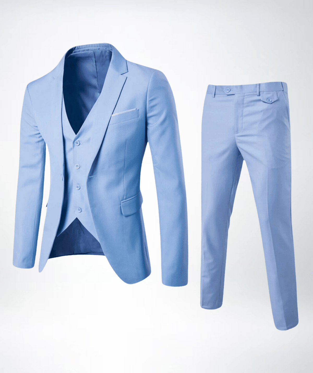 Street Wave Mens Navy Three Piece Formal Suit Set For Men Blazer Vest Trousers