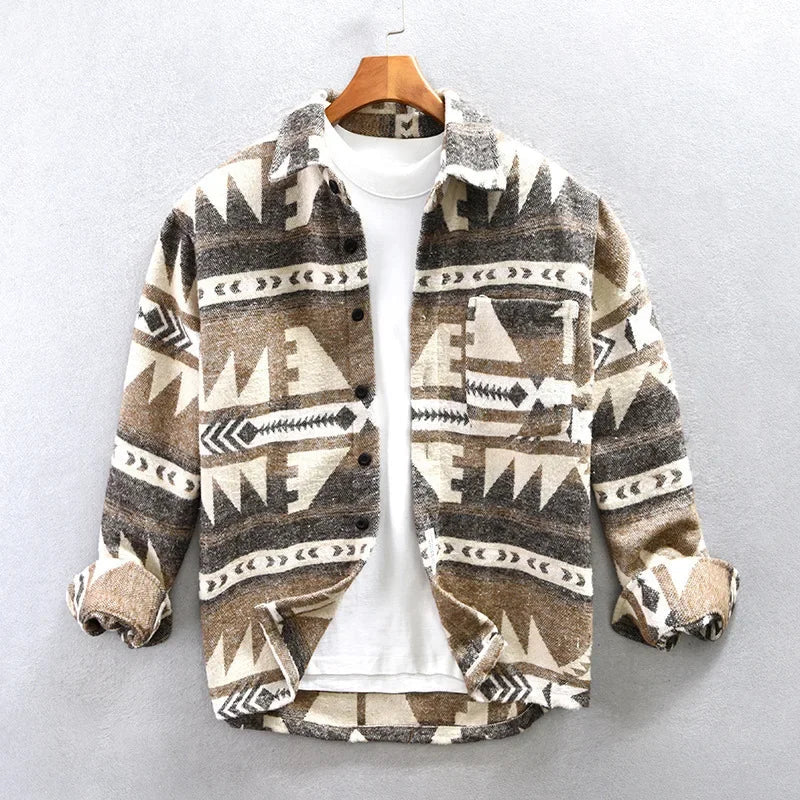 Aztec Shirt Jacket For Men Streetwave Premium Vintage Warmth And Durable Southwestern Style