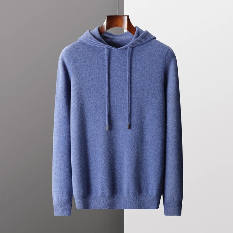 Merino Wool Hoodie For Men With Drawstrings Temperature Regulating Winter Warmth