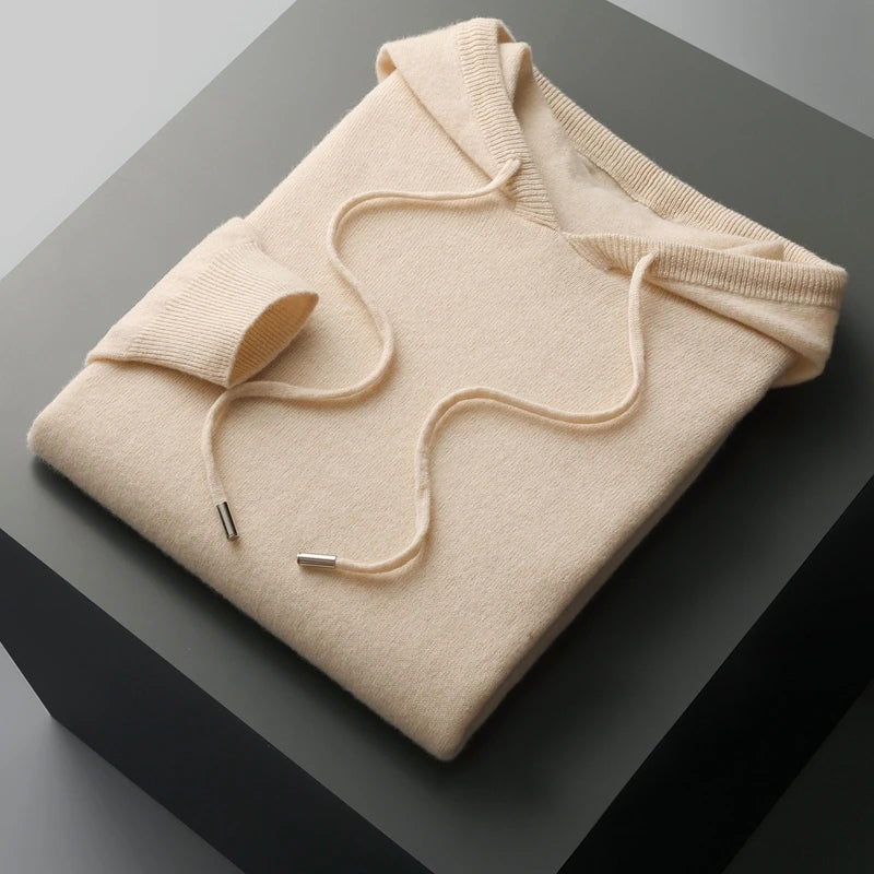 Merino Wool Hoodie For Men With Drawstrings Temperature Regulating Winter Warmth