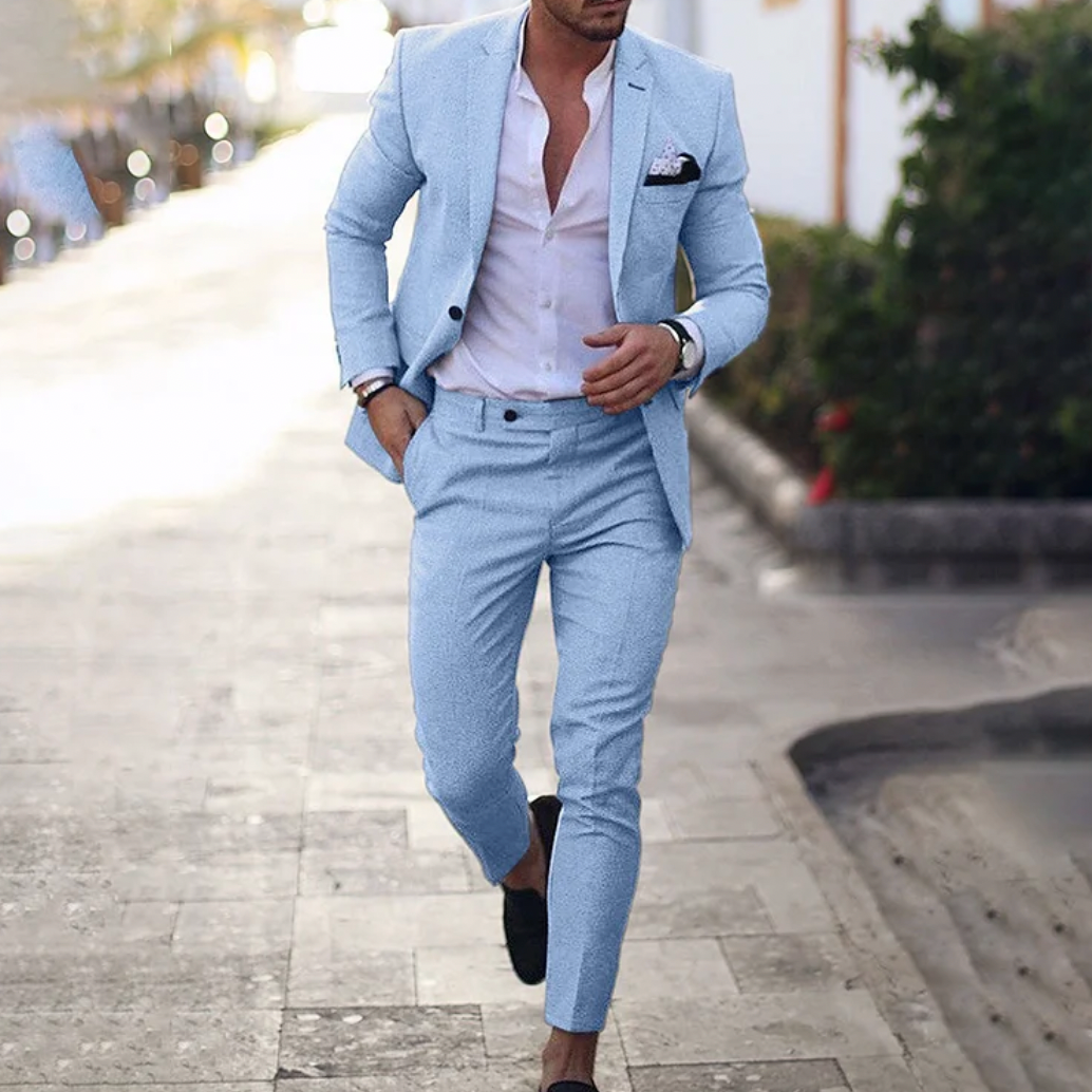 Street Wave Mens Suit Set Blazer And Trousers Timeless Fit Versatile For Formal Or Casual Occasions For Professionals