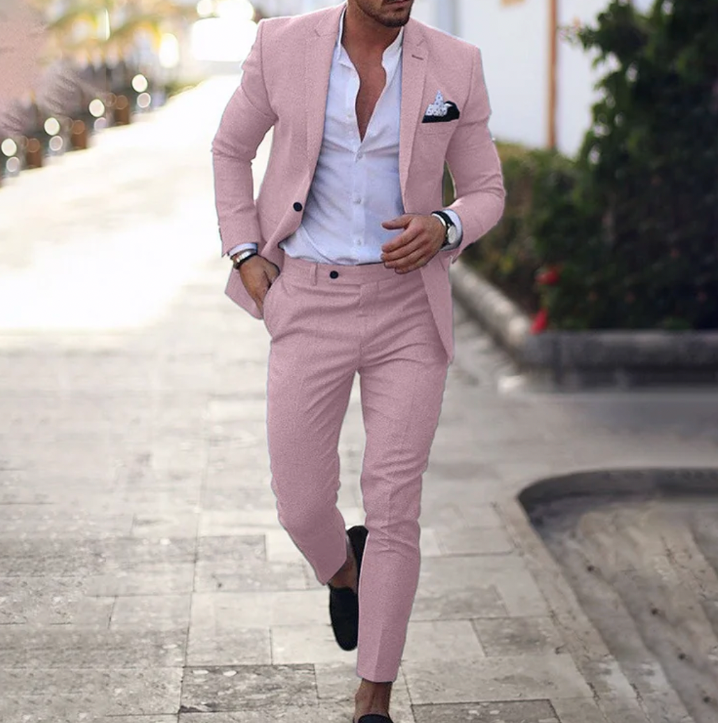 Street Wave Mens Suit Set Blazer And Trousers Timeless Fit Versatile For Formal Or Casual Occasions For Professionals