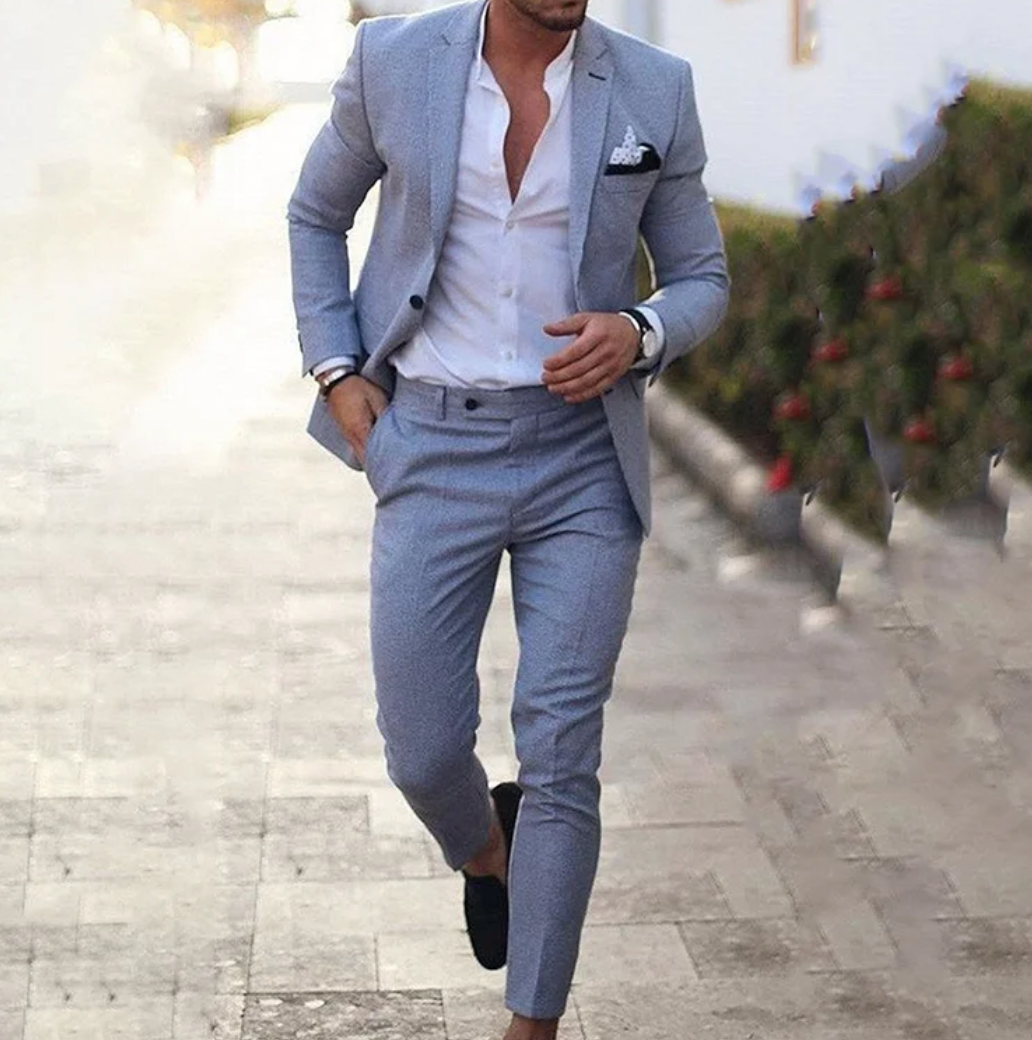 Street Wave Mens Suit Set Blazer And Trousers Timeless Fit Versatile For Formal Or Casual Occasions For Professionals