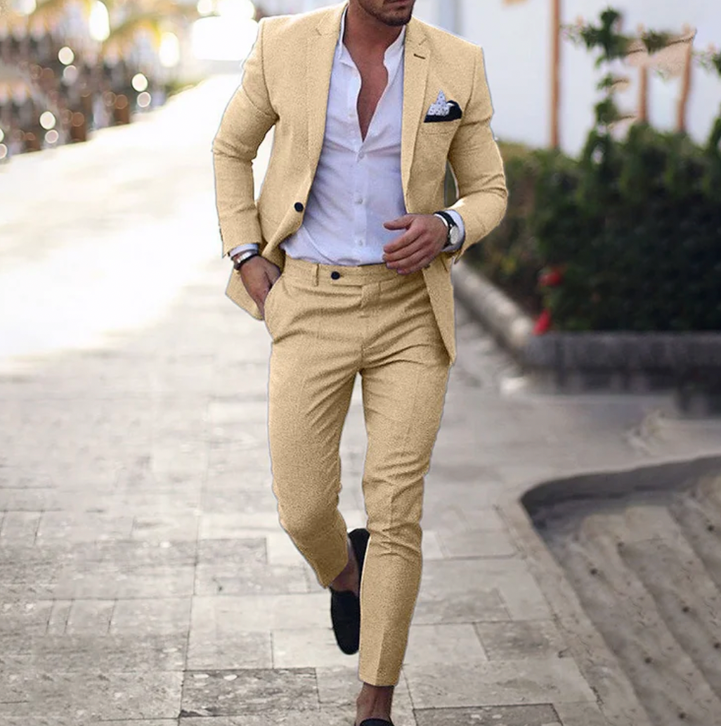 Street Wave Mens Suit Set Blazer And Trousers Timeless Fit Versatile For Formal Or Casual Occasions For Professionals