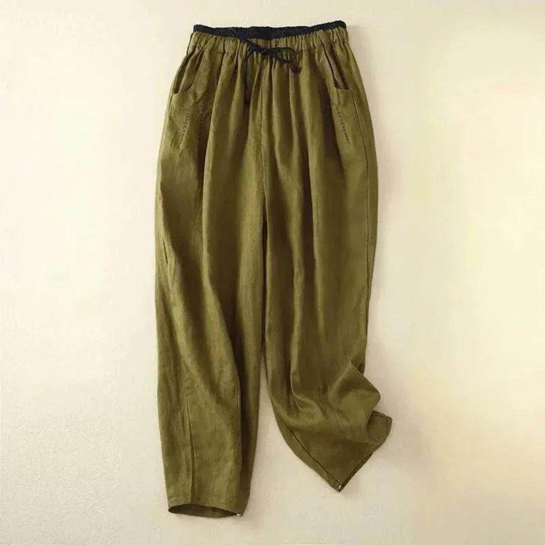 Waylynn Colorblock Linen Pants With Drawstring Waist Unisex