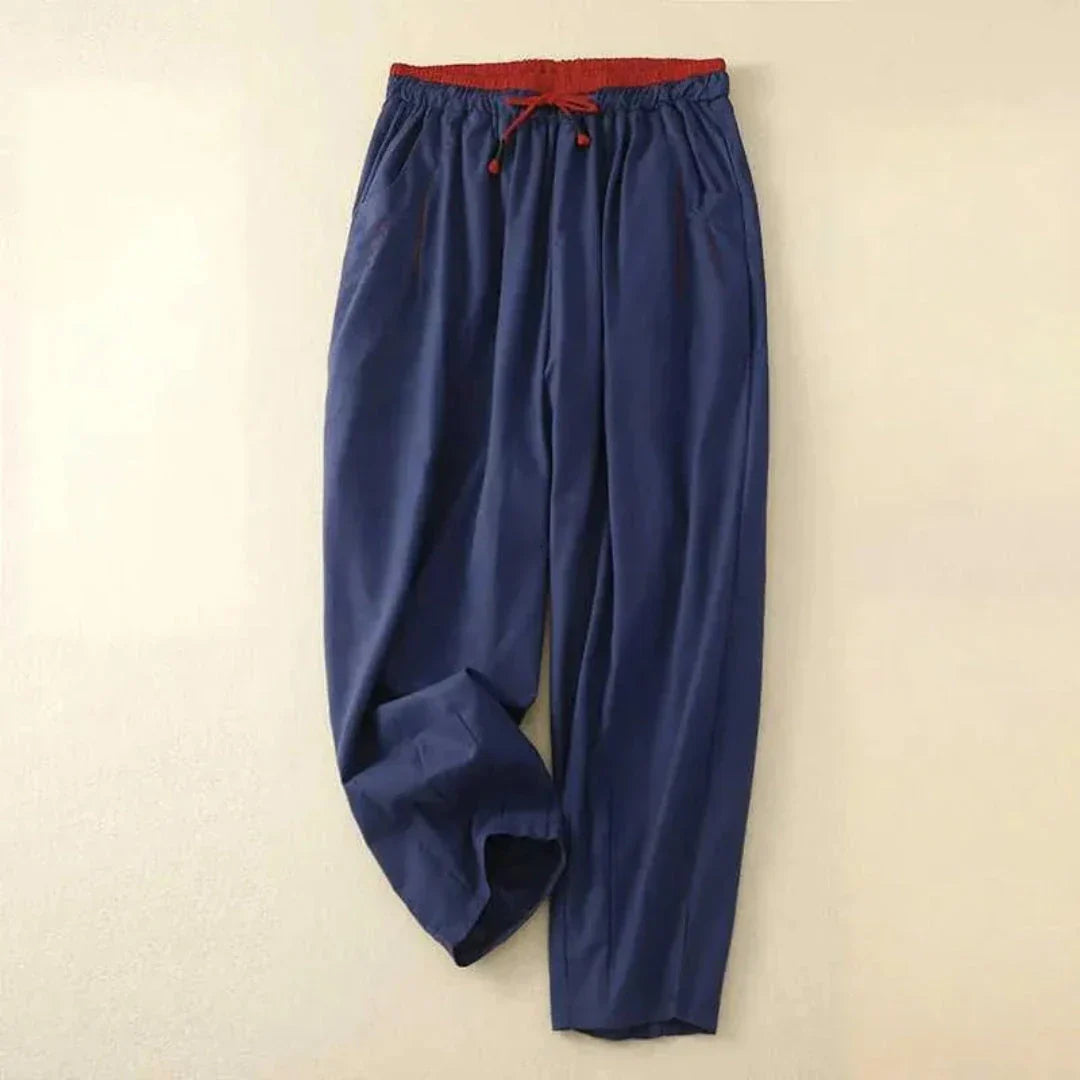 Waylynn Colorblock Linen Pants With Drawstring Waist Unisex