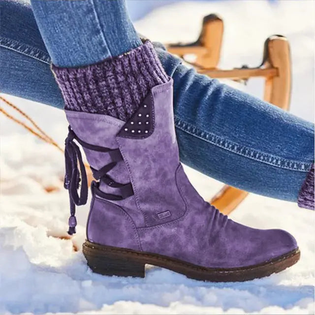 Street-Wave Strass Boots For Women Chic Warm Mid Calf