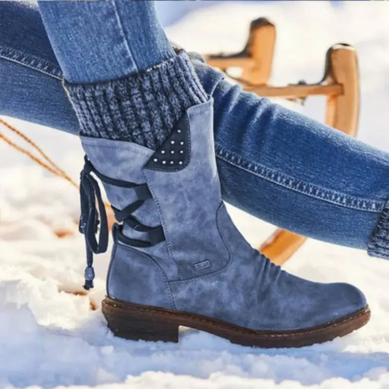 Street-Wave Strass Boots For Women Chic Warm Mid Calf