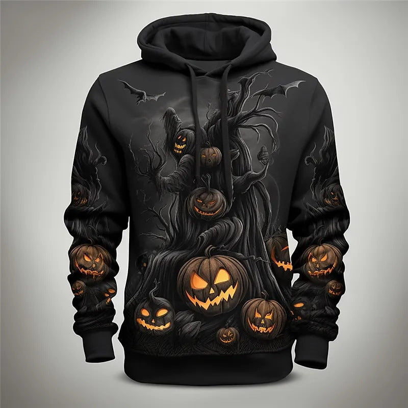 Street Wave Luke Halloween Pumpkin Hoodie Unisex Embossed Pumpkins Cozy Cotton