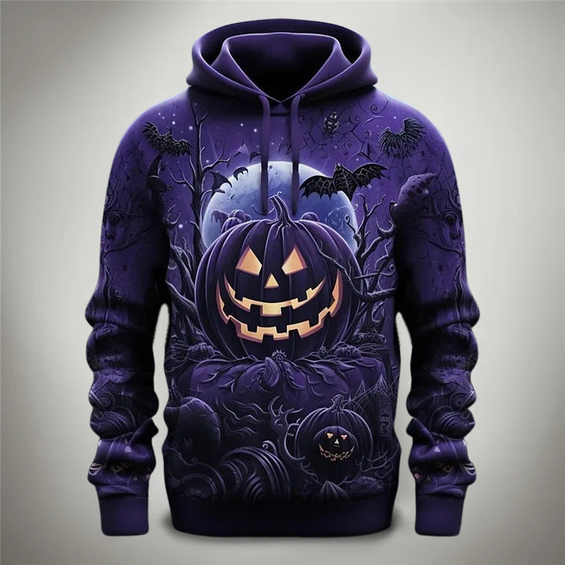 Street Wave Luke Halloween Pumpkin Hoodie Unisex Embossed Pumpkins Cozy Cotton