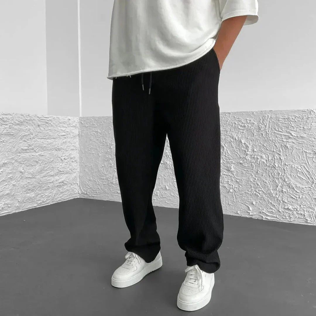 Waylynn Ribbed Knit Casual Pants Drawstring Unisex Comfort