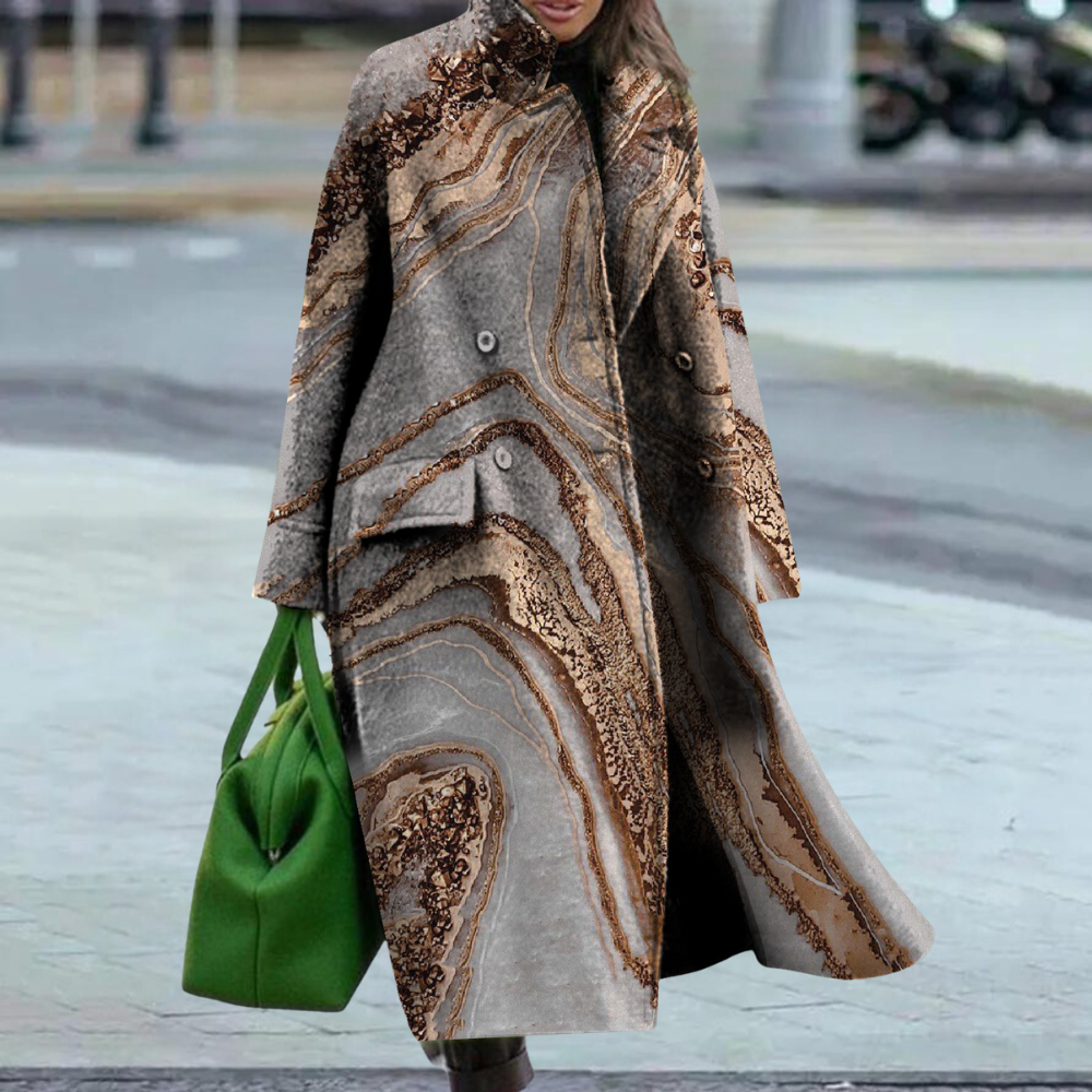 Street-wave Women's Marble Print Winter Coat for Timeless Style and Warmth Luxuriously Cozy