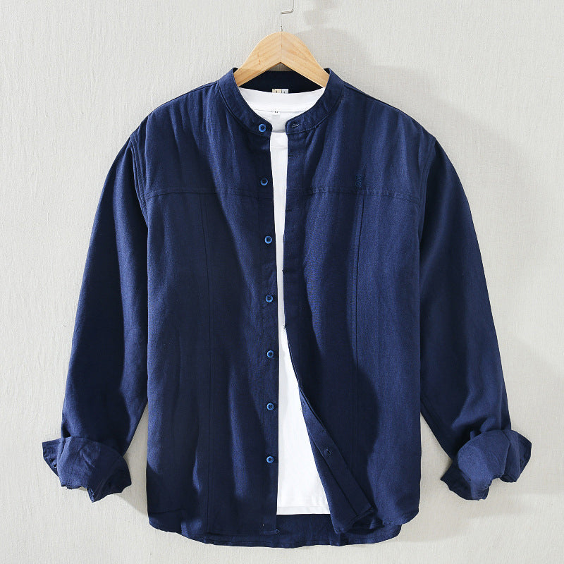 Street-Wave Men's Mandarin Collar Shirt Lightweight Breathable
