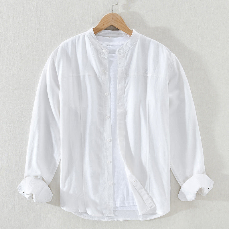 Street-Wave Men's Mandarin Collar Shirt Lightweight Breathable