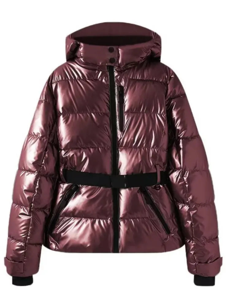 Streetwave Womens Padded Ski Jacket With Waist Belt For Warm Winter Snow Skiing Gear