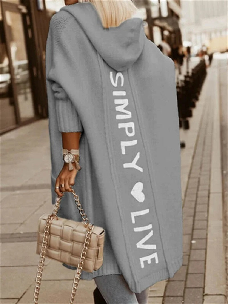 Street-Wave Hooded Long Knit Cardigan For Women Cozy Everyday Comfort And Chic Style