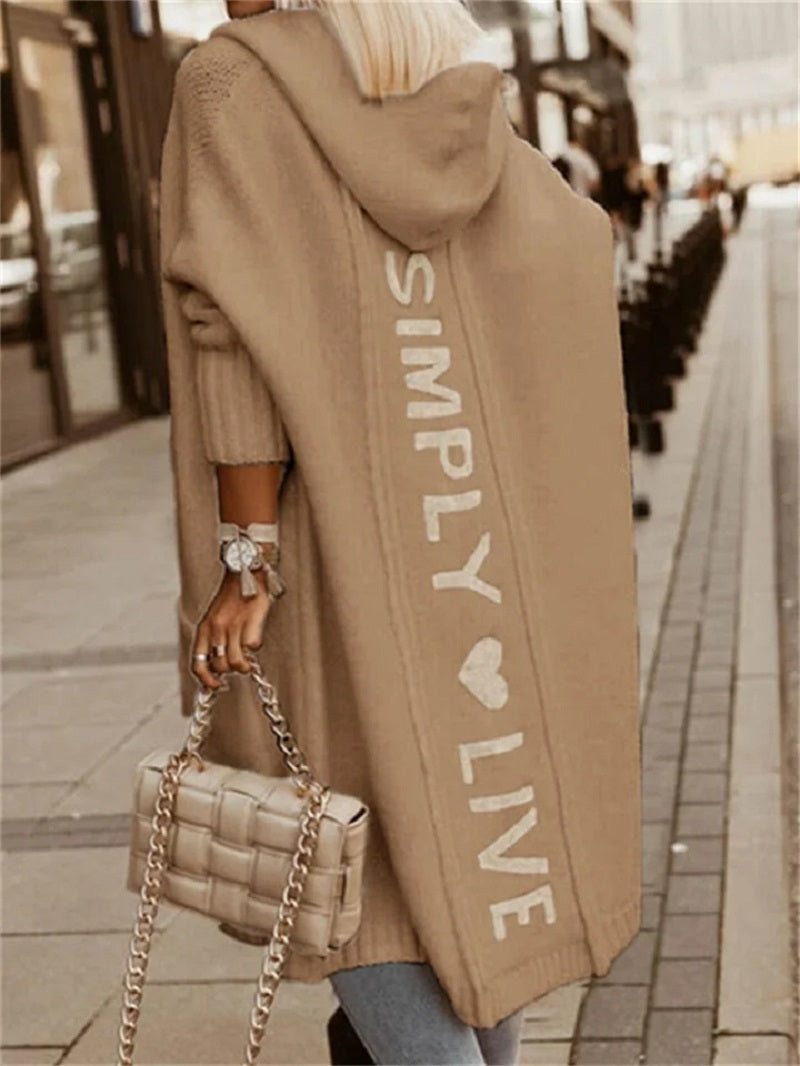 Street-Wave Hooded Long Knit Cardigan For Women Cozy Everyday Comfort And Chic Style